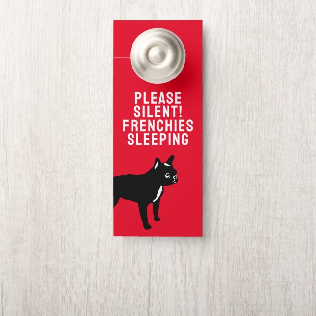 Colgador Para Puertas Bulldog Francés Negro / Colgante de puerta con imp (En pomo)