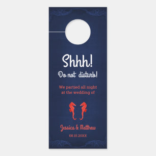 Colgador Para Puertas Caballos de mar de coral azul náutico Boda Bolsa d