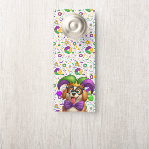 Colgador Para Puertas Cachorro adorable de Mardi Gras con sombrero de bu