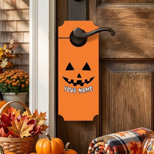 Colgador Para Puertas Calabaza Naranja Personalizada de Halloween con Tu