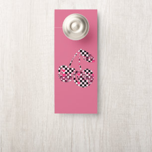 Colgador Para Puertas Cerezas Grandes Estampadas con Cuadros y Corazones