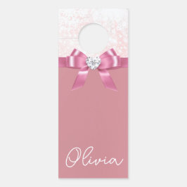 Colgador Para Puertas Cinta De Snowflake Y Diamante De Purpurina Rosa