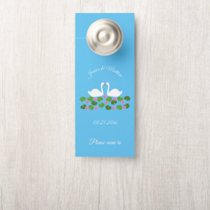 Colgador Para Puertas Cisnes blancas y nenúfares Bodas Personalizado