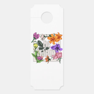 Colgador Para Puertas Cita positiva Be Happy y flores de jardín