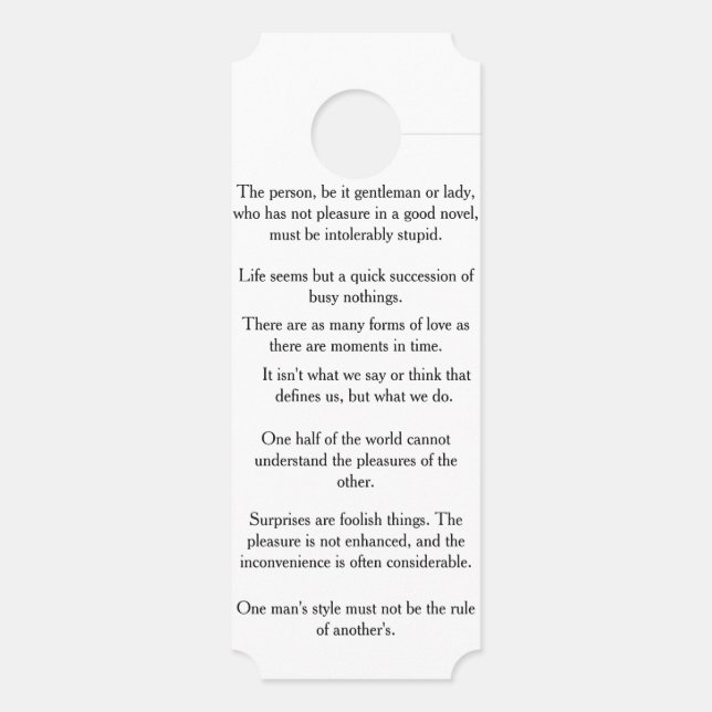 Colgador Para Puertas Citas de Jane Austen (Reverso)