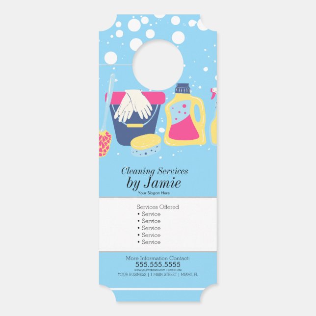Colgador Para Puertas Cleaning Service Blue Business  (Anverso)
