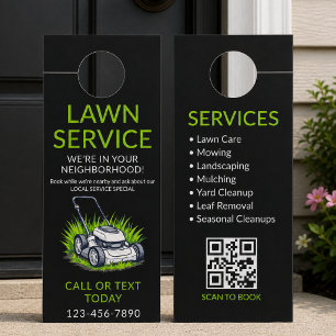 Colgador Para Puertas Código QR de Black Green Lawn Care