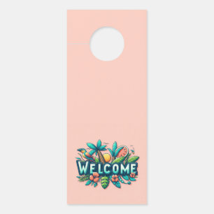 Colgador Para Puertas Colorida bienvenida tropical/hawaiana