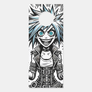 Colgador Para Puertas cómic anime alegre arte original blu_eyes black_a