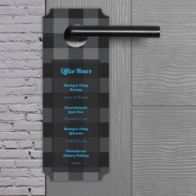 Colgador Para Puertas Comprobación de búfalo - Gris y negro (Buffalo Check - Gray and Black Door Hanger by Office Accessories Shop)