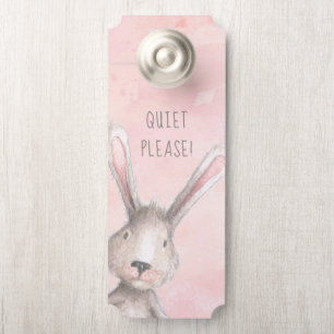 Colgador Para Puertas Conejo Bunny de acuarela ¡Silencio por favor! pers