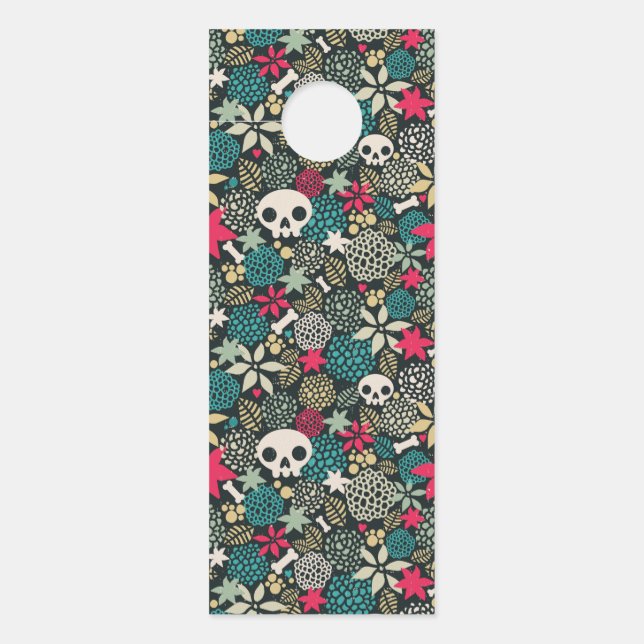 Colgador Para Puertas Cráneo de flores (Anverso)