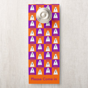Colgador Para Puertas Cuadrados de boo fantasma morado y Naranja de Hall