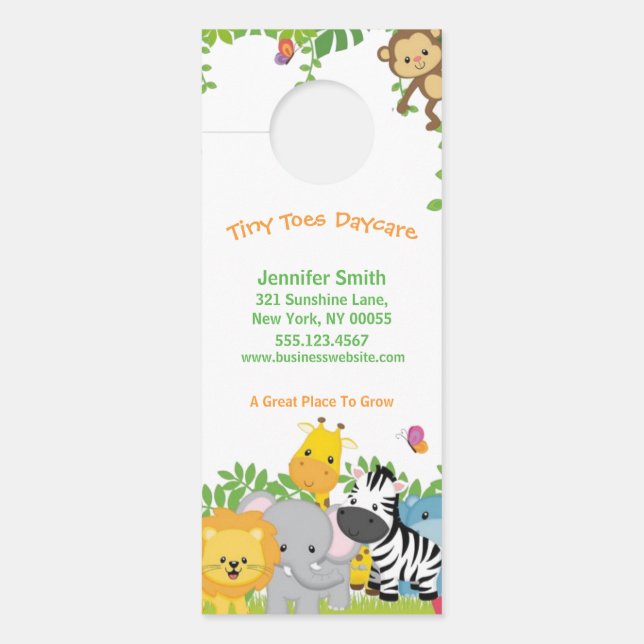 Colgador Para Puertas Cute Jungle Animals Child Daycare Business (Anverso)