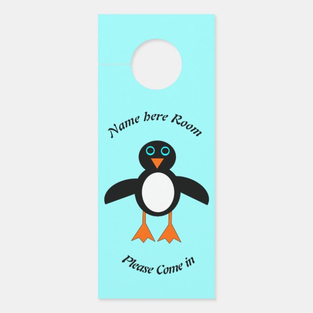 Colgador Para Puertas Cute pingüino personalizado (Anverso)