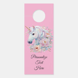 Colgador Para Puertas Diseño Floral de Unicornio Caprichoso Personalizad