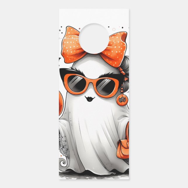 Colgador Para Puertas Divertido fantasma de Halloween (Anverso)