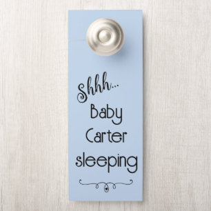 Colgador Para Puertas Dormido del bebé azul personalizado