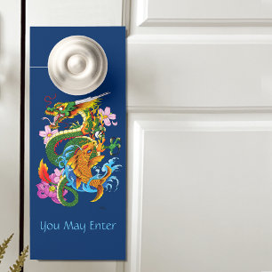 Colgador Para Puertas Dragón chino verde Koi