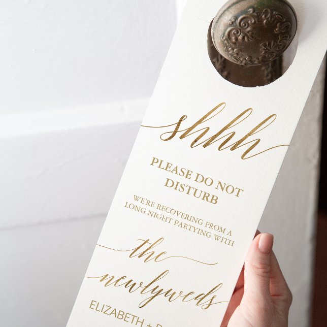 Colgador Para Puertas Elegante Boda de caligrafía de oro invitado (Subido por el creador)