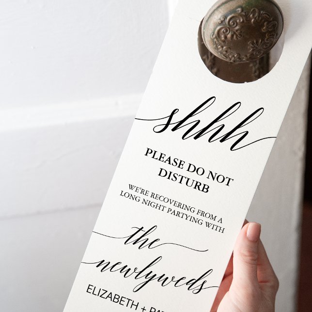 Colgador Para Puertas Elegante Boda de caligrafía negra invitado (Subido por el creador)