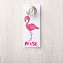 En uso / Vacant Pink Flamingo Bird Bañera Puerta