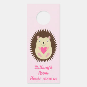 Colgador Para Puertas Erizo Bebé Niña Rosa Bonito Personalizado