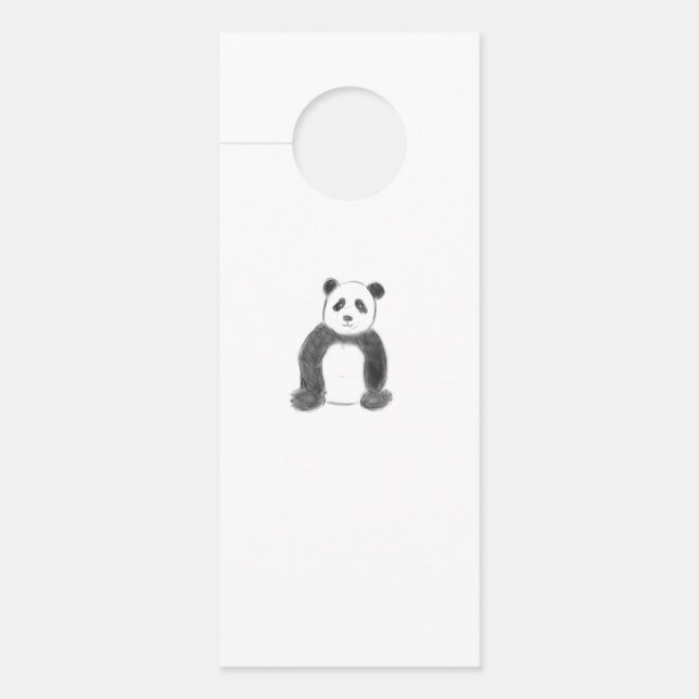 Colgador Para Puertas Esbozo de panda blanco y negro (Anverso)