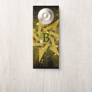 Colgador Para Puertas Estrella Purpurina Monogramada Gold