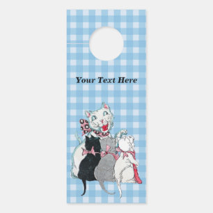 Colgador Para Puertas Feliz Madre Gato Tres Gatitos Cuidados Jugado Azul