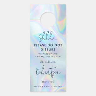 Colgador Para Puertas Fiesta de Boda Holográfica con Letra Moderna