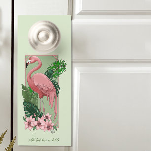 Colgador Para Puertas Flamenco Rosa Tropical Hojas de Palma Verde Lirio