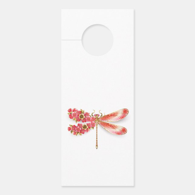 Colgador Para Puertas Flor libélula con sakura de joyas (Anverso)