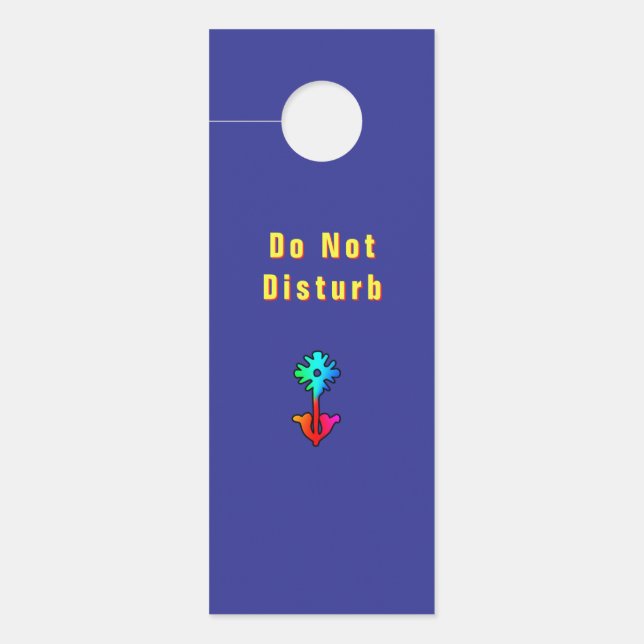 Colgador Para Puertas Flor Logo No Molestar Azul   (Anverso)