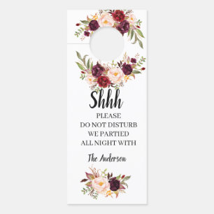 Colgador Para Puertas Floral Marsala Boda Welcome Doger Hanger