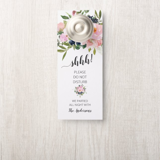 Colgador Para Puertas Floral rosa y azul (En pomo)