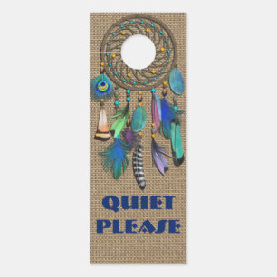 Colgador Para Puertas Flores azules   Dreamcatcher   Silencio Por Favor