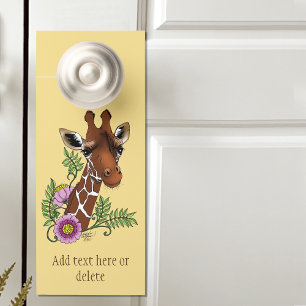 Colgador Para Puertas Flores de retrato amarillo de jirafa