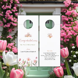 Colgador Para Puertas Flores personalizadas felicitaciones de Realtor
