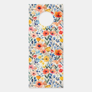 Colgador Para Puertas Fondo de flores silvestres de primavera en acuarel