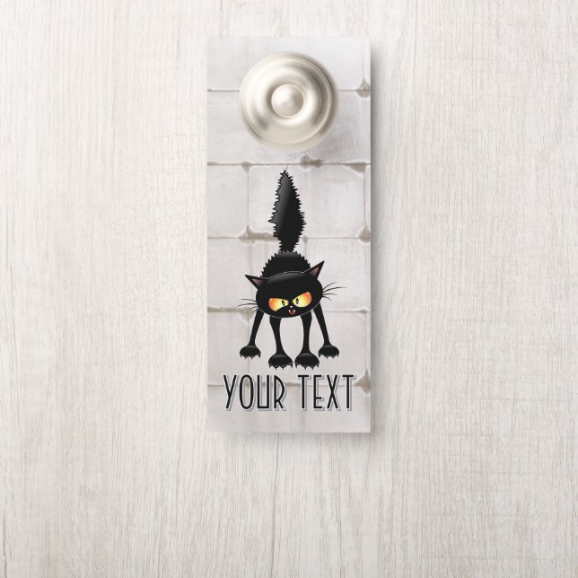 Colgador Para Puertas Funny Fierce Black Cat Cartoon  (En pomo)