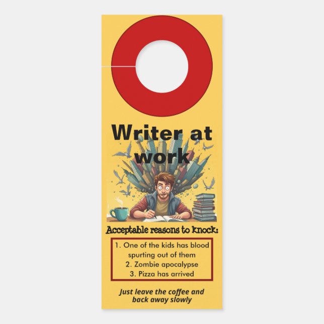 Colgador Para Puertas Funny writer at work Door Hanger (Anverso)