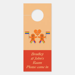 Colgador Para Puertas Gay Men Navidades Gingerbread Pareja Personalizado