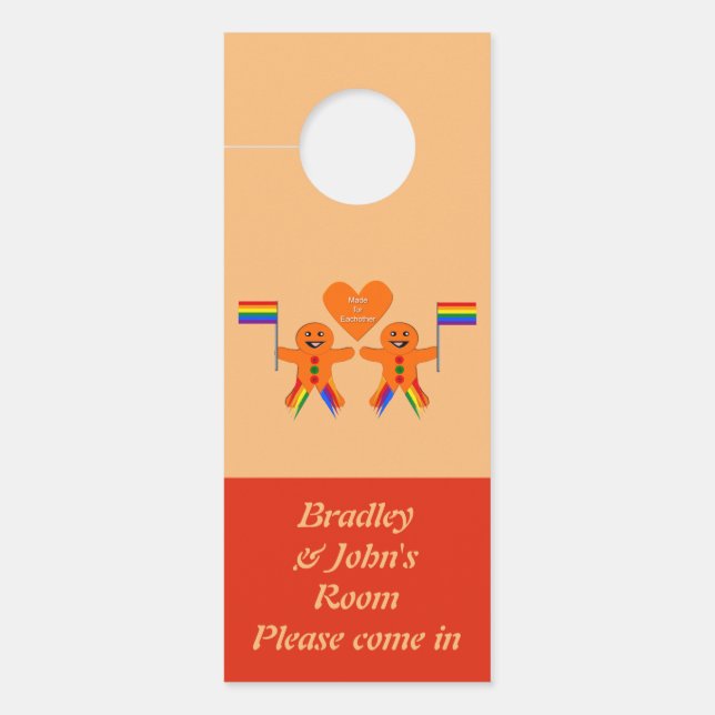 Colgador Para Puertas Gay Men Navidades Gingerbread Pareja Personalizado (Anverso)