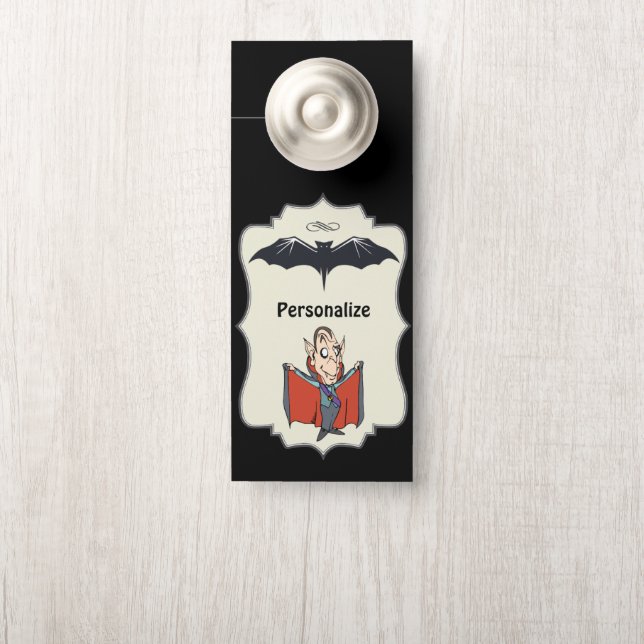 Colgador Para Puertas Gracioso Personalizado Drácula Volando Bat Habitac (En pomo)