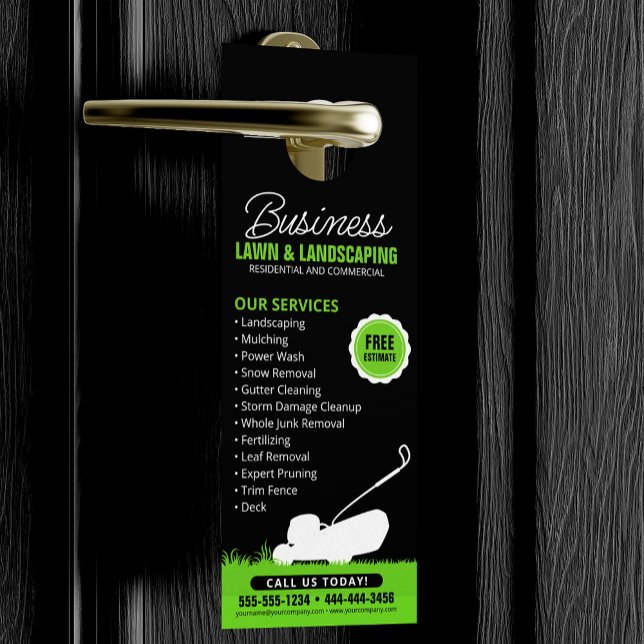 Colgador Para Puertas Green Black Lawn Landscaping Service Lawncare Mow (Subido por el creador)
