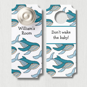 Colgador Para Puertas Guardería de niños de ballena azul personalizada