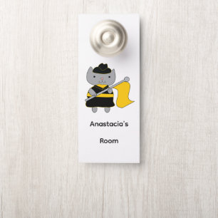 Colgador Para Puertas Guardia de Color Gris Gato Negro Amarillo Personal