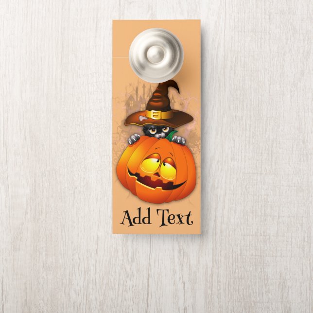 Colgador Para Puertas Halloween Curte Kitty Witch and Pumpkin Friend (En pomo)