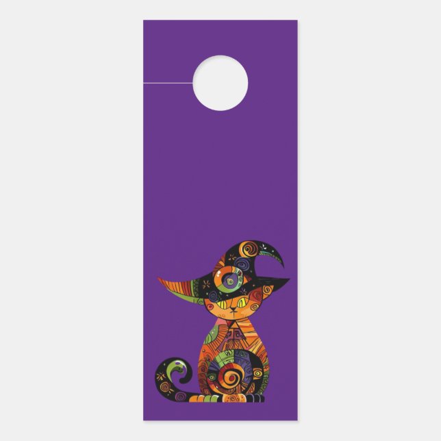 Colgador Para Puertas Halloween/mística/gato/otoño (Anverso)